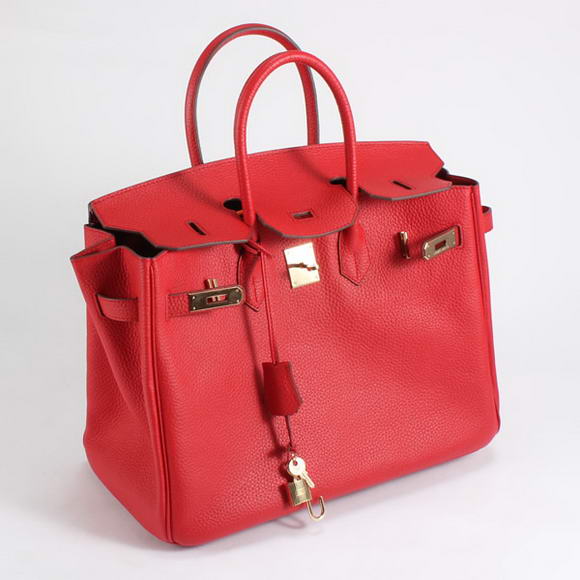 Hermes Birkin 35CM Togo Leather Handbag 6089 Red Golden Hermes Birkin 35CM Togo Leather Handbag 6089 Red Golden