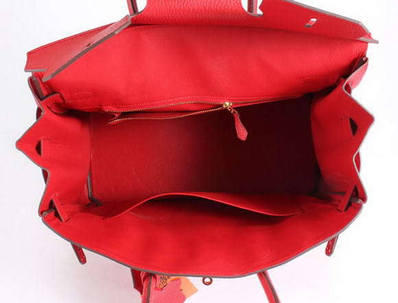 Hermes Birkin 35CM Togo Leather Handbag 6089 Red Golden Hermes Birkin 35CM Togo Leather Handbag 6089 Red Golden