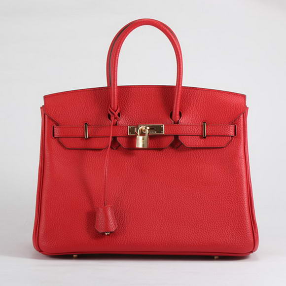 Hermes Birkin 35CM Togo Leather Handbag 6089 Red Golden Hermes Birkin 35CM Togo Leather Handbag 6089 Red Golden