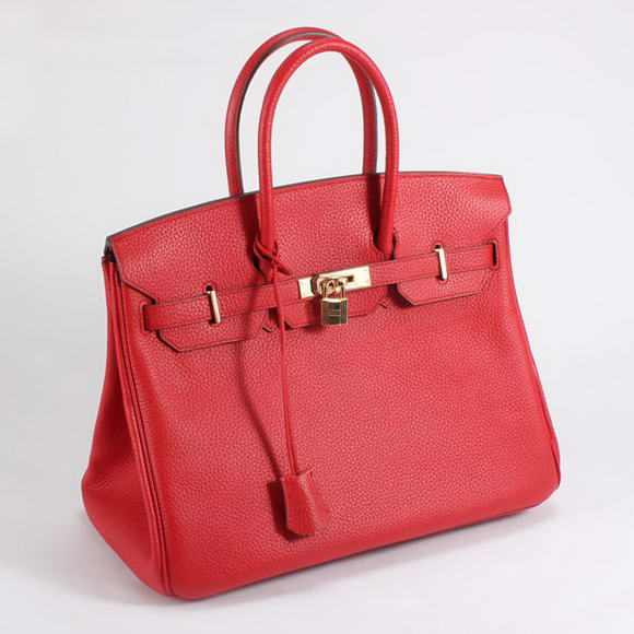Hermes Birkin 35CM Togo Leather Handbag 6089 Red Golden Hermes Birkin 35CM Togo Leather Handbag 6089 Red Golden