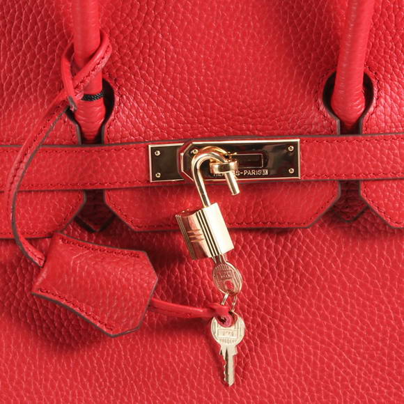 Hermes Birkin 35CM Togo Leather Handbag 6089 Red Golden Hermes Birkin 35CM Togo Leather Handbag 6089 Red Golden