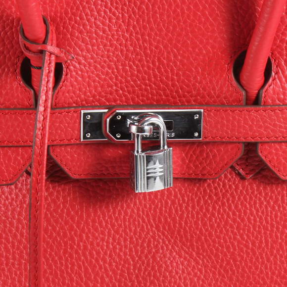 Hermes Birkin 35CM Togo Leather Handbag 6089 Red Silver