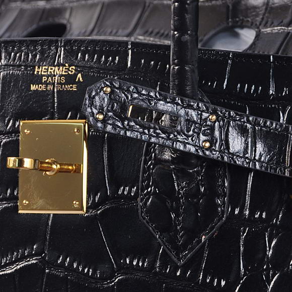 Hermes Birkin 35CM Tote Bags Crocodile Togo Leather Black Golden Hermes Birkin 35CM Tote Bags Crocodile Togo Leather Black Golden