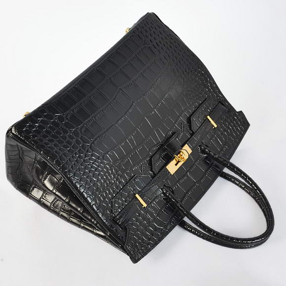 Hermes Birkin 35CM Tote Bags Crocodile Togo Leather Black Golden Hermes Birkin 35CM Tote Bags Crocodile Togo Leather Black Golden