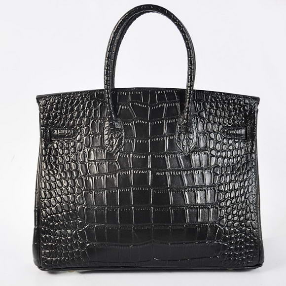 Hermes Birkin 35CM Tote Bags Crocodile Togo Leather Black Silver Hermes Birkin 35CM Tote Bags Crocodile Togo Leather Black Silver
