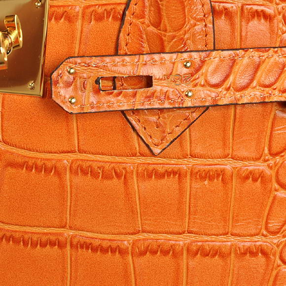 Hermes Birkin 35CM Tote Bags Crocodile Togo Leather Orange Golden Hermes Birkin 35CM Tote Bags Crocodile Togo Leather Orange Golden