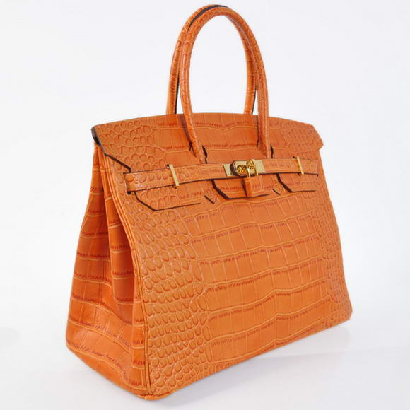 Hermes Birkin 35CM Tote Bags Crocodile Togo Leather Orange Golden Hermes Birkin 35CM Tote Bags Crocodile Togo Leather Orange Golden