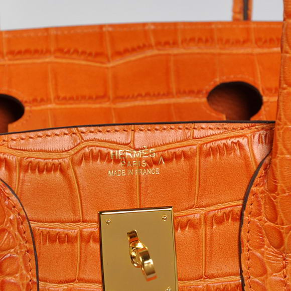 Hermes Birkin 35CM Tote Bags Crocodile Togo Leather Orange Golden Hermes Birkin 35CM Tote Bags Crocodile Togo Leather Orange Golden