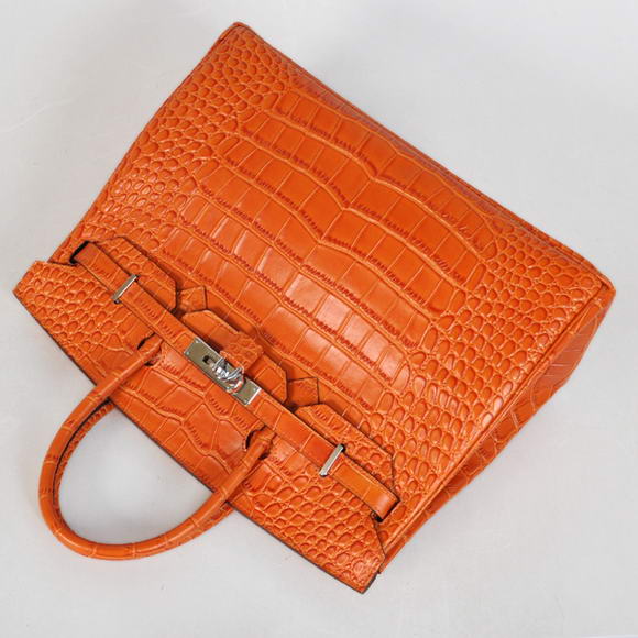 Hermes Birkin 35CM Tote Bags Crocodile Togo Leather Orange Silver Hermes Birkin 35CM Tote Bags Crocodile Togo Leather Orange Silver