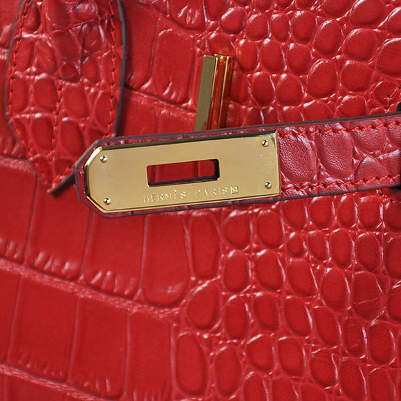 Hermes Birkin 35CM Tote Bags Crocodile Togo Leather Red Golden Hermes Birkin 35CM Tote Bags Crocodile Togo Leather Red Golden