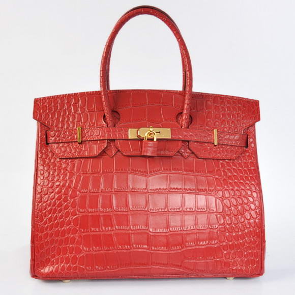 Hermes Birkin 35CM Tote Bags Crocodile Togo Leather Red Golden Hermes Birkin 35CM Tote Bags Crocodile Togo Leather Red Golden