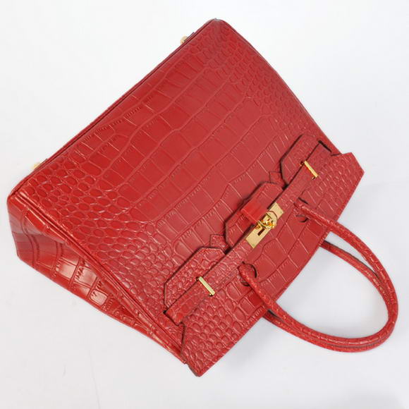 Hermes Birkin 35CM Tote Bags Crocodile Togo Leather Red Golden Hermes Birkin 35CM Tote Bags Crocodile Togo Leather Red Golden
