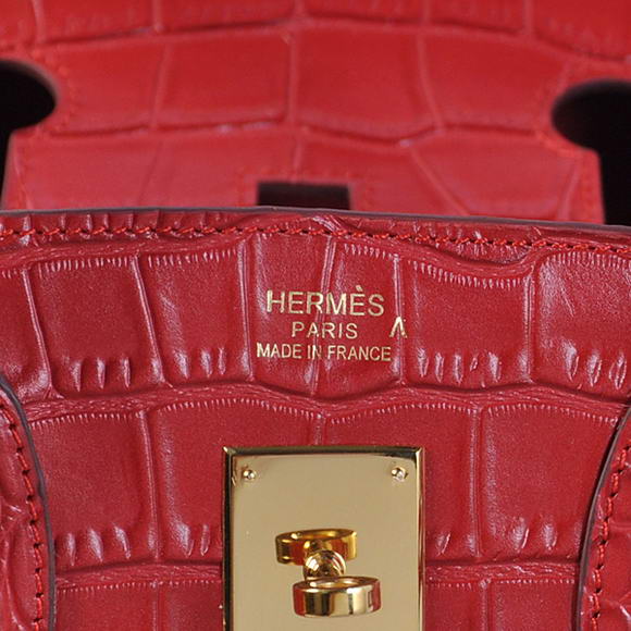 Hermes Birkin 35CM Tote Bags Crocodile Togo Leather Red Golden Hermes Birkin 35CM Tote Bags Crocodile Togo Leather Red Golden