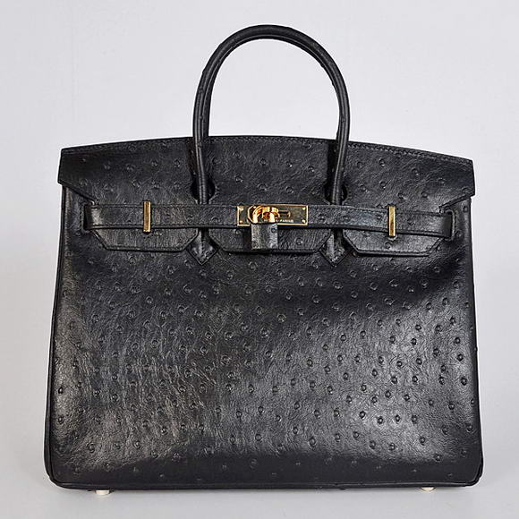 Hermes Birkin 35CM Tote Bags Ostrich Togo Leather Black Golden Hermes Birkin 35CM Tote Bags Ostrich Togo Leather Black Golden