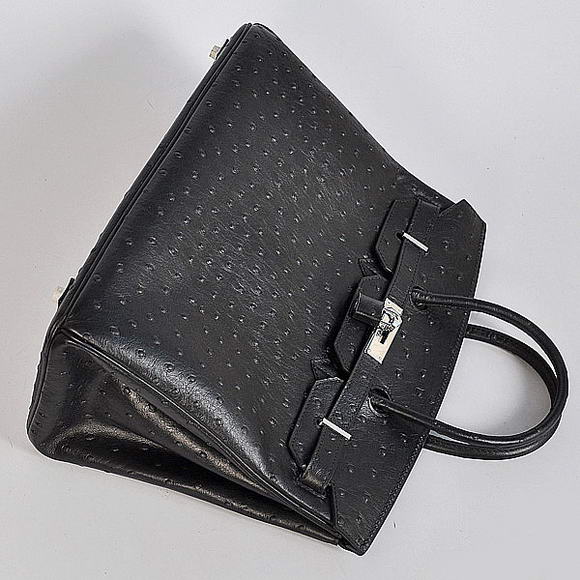 Hermes Birkin 35CM Tote Bags Ostrich Togo Leather Black Silver Hermes Birkin 35CM Tote Bags Ostrich Togo Leather Black Silver