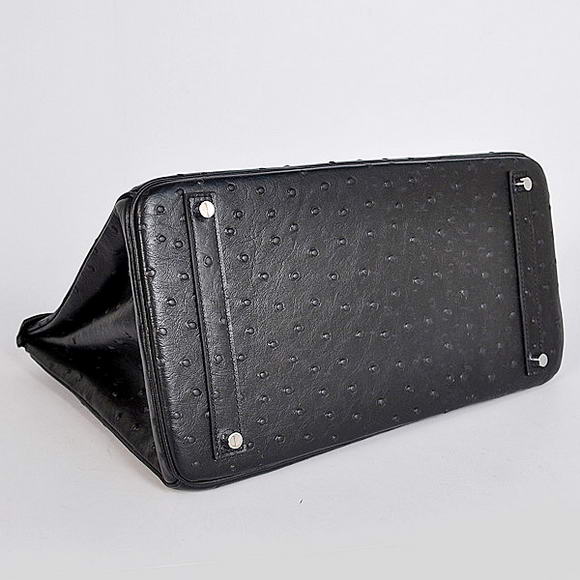 Hermes Birkin 35CM Tote Bags Ostrich Togo Leather Black Silver Hermes Birkin 35CM Tote Bags Ostrich Togo Leather Black Silver