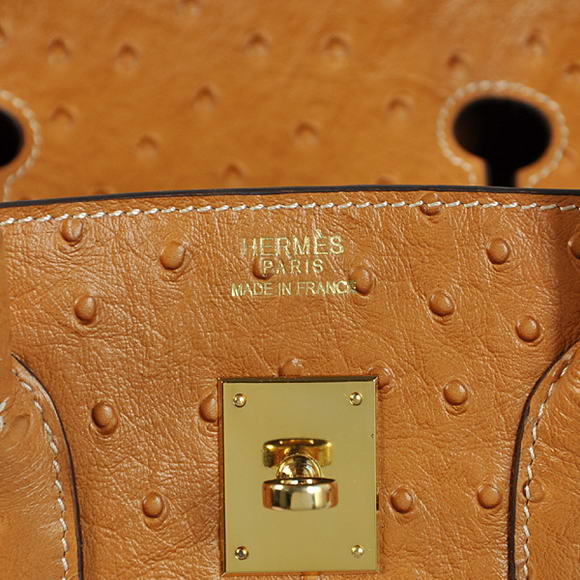 Hermes Birkin 35CM Tote Bags Ostrich Togo Leather Ocher Golden Hermes Birkin 35CM Tote Bags Ostrich Togo Leather Ocher Golden