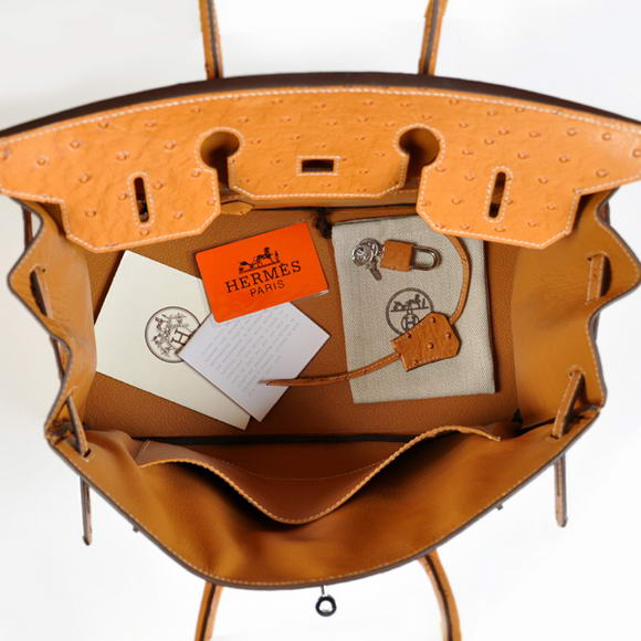 Hermes Birkin 35CM Tote Bags Ostrich Togo Leather Ocher Silver Hermes Birkin 35CM Tote Bags Ostrich Togo Leather Ocher Silver