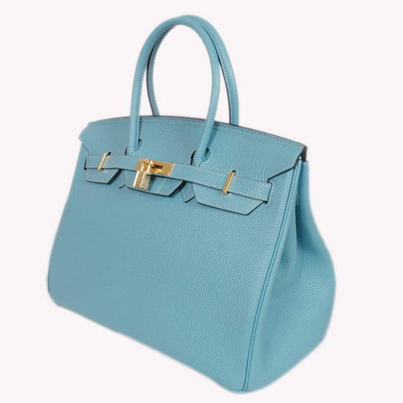 Hermes Birkin 35CM Tote Bags Smooth Togo Leather Light Blue Golden Hermes Birkin 35CM Tote Bags Smooth Togo Leather Light Blue Golden