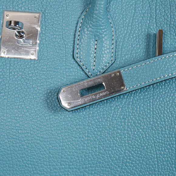 Hermes Birkin 35CM Tote Bags Smooth Togo Leather Light Blue Silver