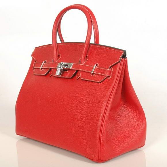 Hermes Birkin 35CM Tote Bags Smooth Togo Leather Red Silver Hermes Birkin 35CM Tote Bags Smooth Togo Leather Red Silver