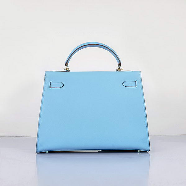 Top Quality Hermes Kelly 32cm Bags SkyBlue Calf Leather Gold Top Quality Hermes Kelly 32cm Bags SkyBlue Calf Leather Gold