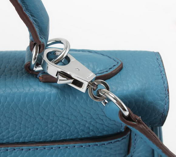 Hermes Kelly 32cm Togo Leather Handbags 6018 Blue Silver Hermes Kelly 32cm Togo Leather Handbags 6018 Blue Silver