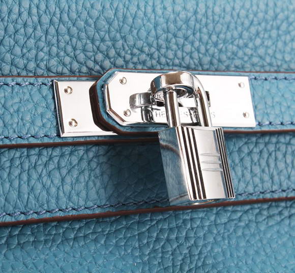 Hermes Kelly 32cm Togo Leather Handbags 6018 Blue Silver Hermes Kelly 32cm Togo Leather Handbags 6018 Blue Silver