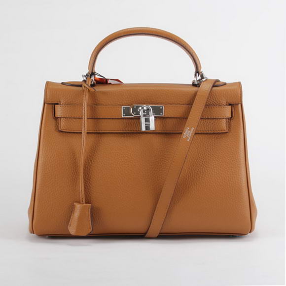 Hermes Kelly 32cm Togo Leather Handbags 6018 Light Coffee Silver Hermes Kelly 32cm Togo Leather Handbags 6018 Light Coffee Silver