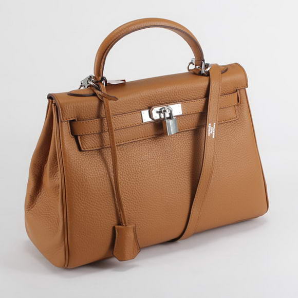 Hermes Kelly 32cm Togo Leather Handbags 6018 Light Coffee Silver Hermes Kelly 32cm Togo Leather Handbags 6018 Light Coffee Silver