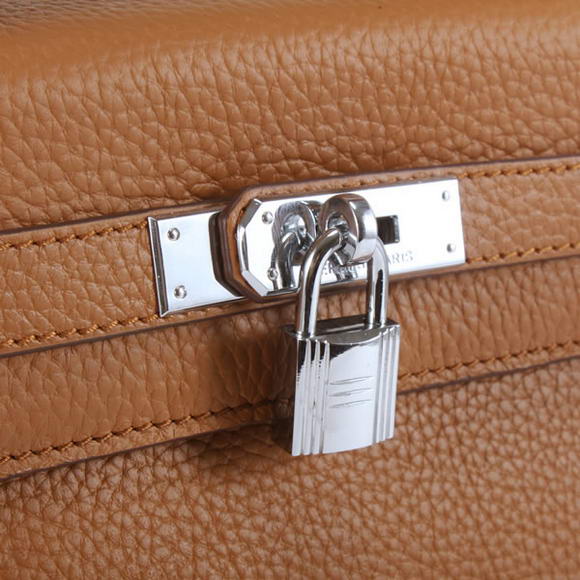 Hermes Kelly 32cm Togo Leather Handbags 6018 Light Coffee Silver Hermes Kelly 32cm Togo Leather Handbags 6018 Light Coffee Silver