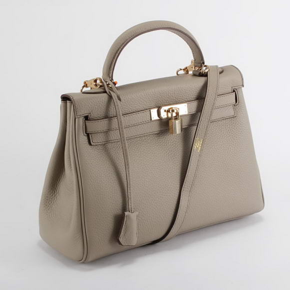 Hermes Kelly 32cm Togo Leather Handbags 6018 Light Grey Golden Hermes Kelly 32cm Togo Leather Handbags 6018 Light Grey Golden