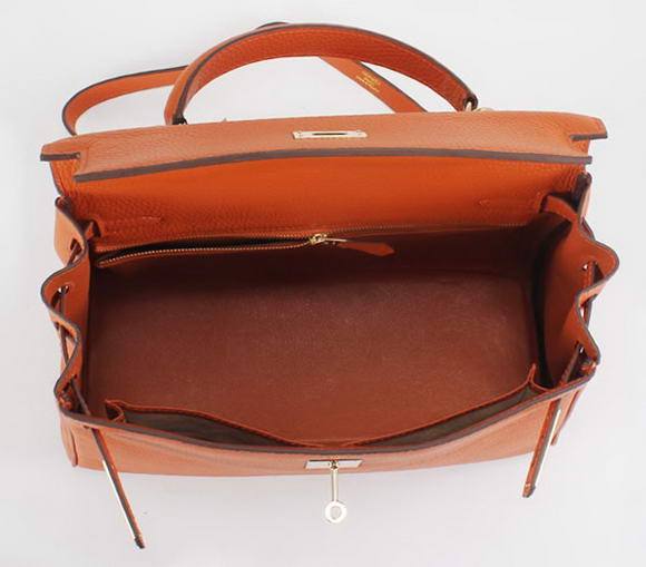 Hermes Kelly 32cm Togo Leather Handbags 6018 Orange Golden Hermes Kelly 32cm Togo Leather Handbags 6018 Orange Golden
