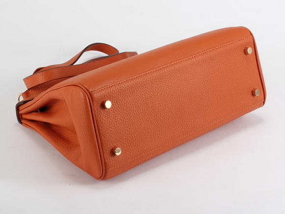 Hermes Kelly 32cm Togo Leather Handbags 6018 Orange Golden Hermes Kelly 32cm Togo Leather Handbags 6018 Orange Golden