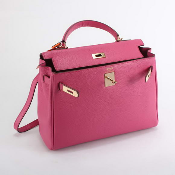 Hermes Kelly 32cm Togo Leather Handbags 6018 Roseo Golden Hermes Kelly 32cm Togo Leather Handbags 6018 Roseo Golden