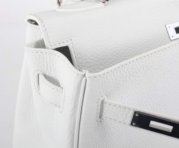 Hermes Kelly 32cm Togo Leather Handbags 6018 White Silver Hermes Kelly 32cm Togo Leather Handbags 6018 White Silver