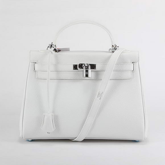 Hermes Kelly 32cm Togo Leather Handbags 6018 White Silver Hermes Kelly 32cm Togo Leather Handbags 6018 White Silver
