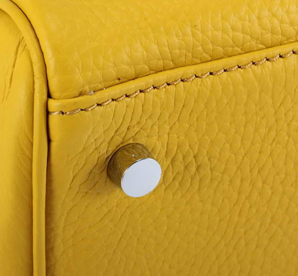 Hermes Kelly 32cm Togo Leather Handbags 6018 Yellow Silver Hermes Kelly 32cm Togo Leather Handbags 6018 Yellow Silver