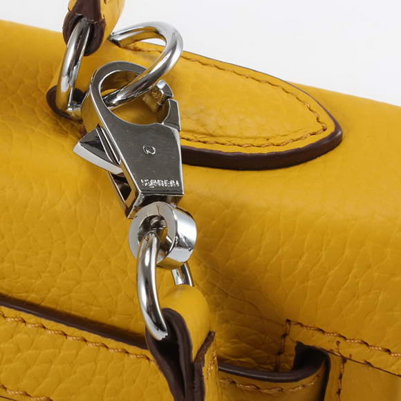 Hermes Kelly 32cm Togo Leather Handbags 6018 Yellow Silver Hermes Kelly 32cm Togo Leather Handbags 6018 Yellow Silver