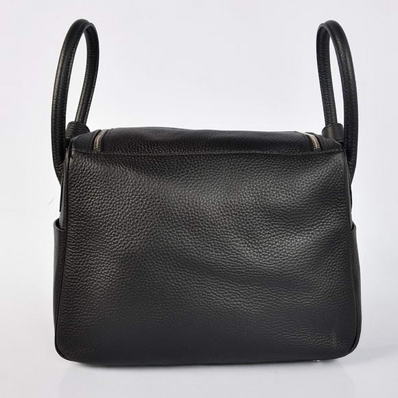 Hermes Lindy 30CM Havanne Handbags 1057 Black Leather Silver Hardware Hermes Lindy 30CM Havanne Handbags 1057 Black Leather Silver Hardware