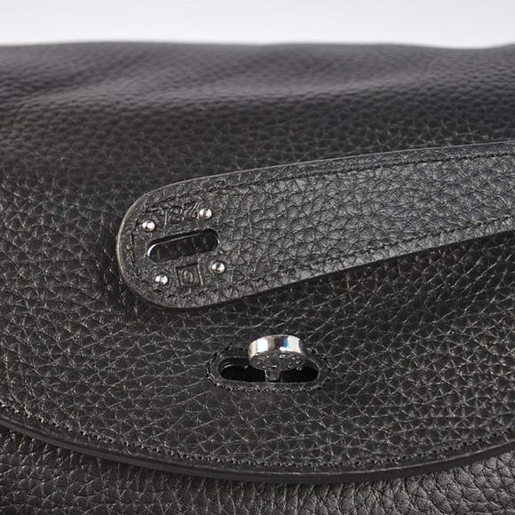 Hermes Lindy 30CM Havanne Handbags 1057 Black Leather Silver Hardware Hermes Lindy 30CM Havanne Handbags 1057 Black Leather Silver Hardware