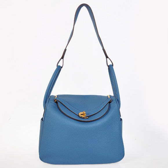Hermes Lindy 30CM Havanne Handbags 1057 Blue Leather Golden Hardware Hermes Lindy 30CM Havanne Handbags 1057 Blue Leather Golden Hardware