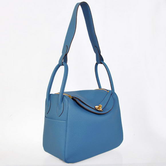 Hermes Lindy 30CM Havanne Handbags 1057 Blue Leather Golden Hardware Hermes Lindy 30CM Havanne Handbags 1057 Blue Leather Golden Hardware