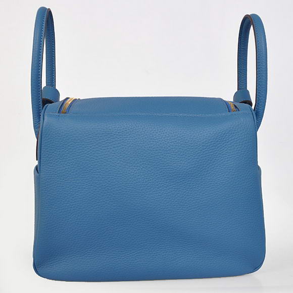 Hermes Lindy 30CM Havanne Handbags 1057 Blue Leather Golden Hardware Hermes Lindy 30CM Havanne Handbags 1057 Blue Leather Golden Hardware
