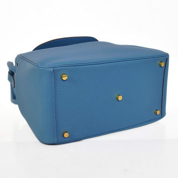 Hermes Lindy 30CM Havanne Handbags 1057 Blue Leather Golden Hardware Hermes Lindy 30CM Havanne Handbags 1057 Blue Leather Golden Hardware