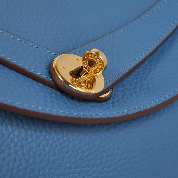 Hermes Lindy 30CM Havanne Handbags 1057 Blue Leather Golden Hardware Hermes Lindy 30CM Havanne Handbags 1057 Blue Leather Golden Hardware
