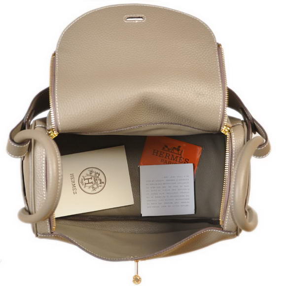 Hermes Lindy 30CM Havanne Handbags 1057 Grey Leather Golden Hardware Hermes Lindy 30CM Havanne Handbags 1057 Grey Leather Golden Hardware