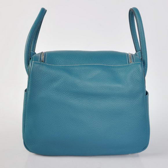 Hermes Lindy 30CM Havanne Handbags 1057 Mid Blue Leather Silver Hardware Hermes Lindy 30CM Havanne Handbags 1057 Mid Blue Leather Silver Hardware