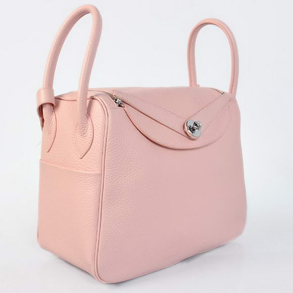Hermes Lindy 30CM Havanne Handbags 1057 Pink Leather Silver Hardware Hermes Lindy 30CM Havanne Handbags 1057 Pink Leather Silver Hardware