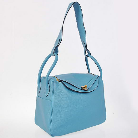 Hermes Lindy 30CM Havanne Handbags 1057 Light Blue Leather Golden Hardware Hermes Lindy 30CM Havanne Handbags 1057 Light Blue Leather Golden Hardware